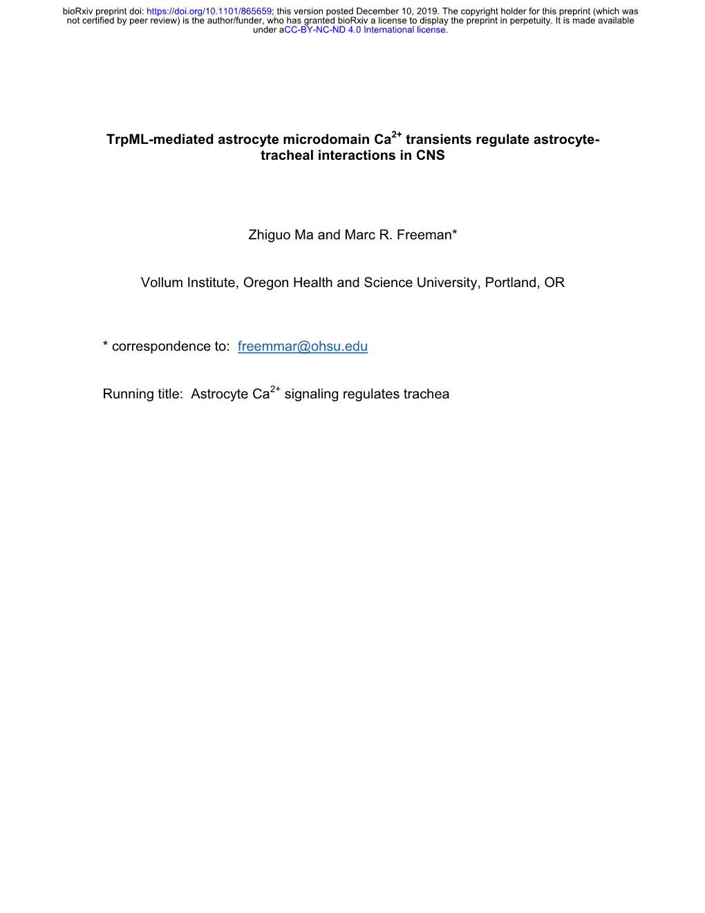 Trpml-Mediated Astrocyte Microdomain Ca Transients Regulate