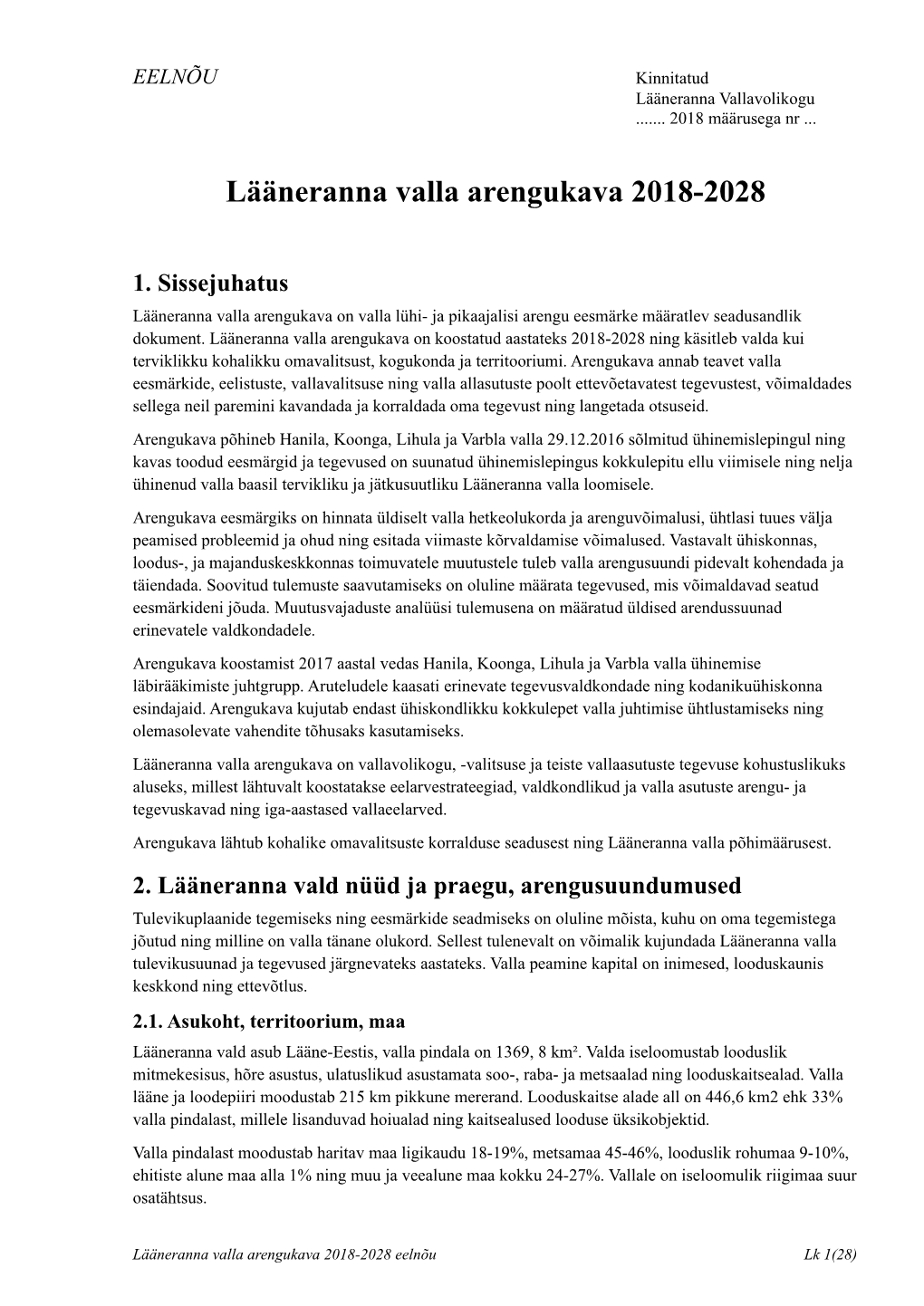 Lääneranna Valla Arengukava 2018-2028