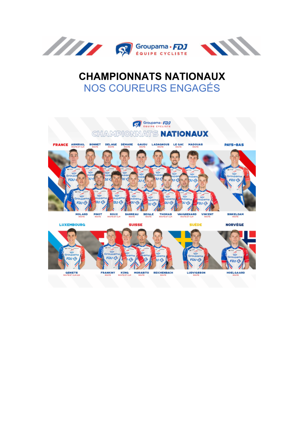 Championnats Nationaux Nos Coureurs Engagés