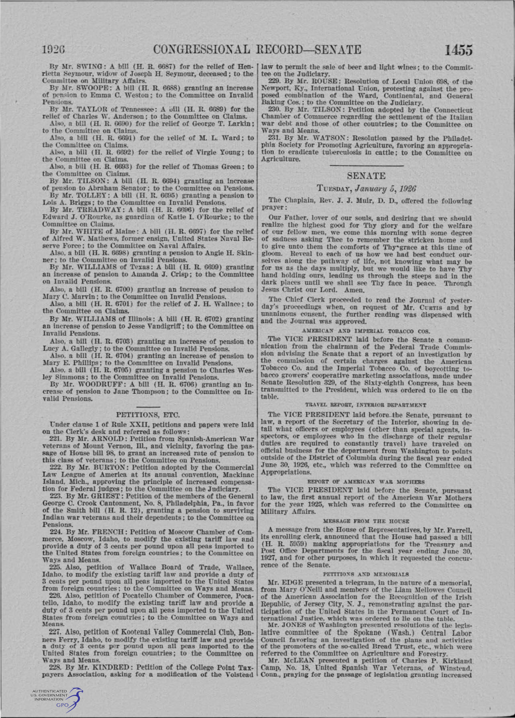 192G CONGRESSIONAL RECORD-SEN ATE 1455 by Mr