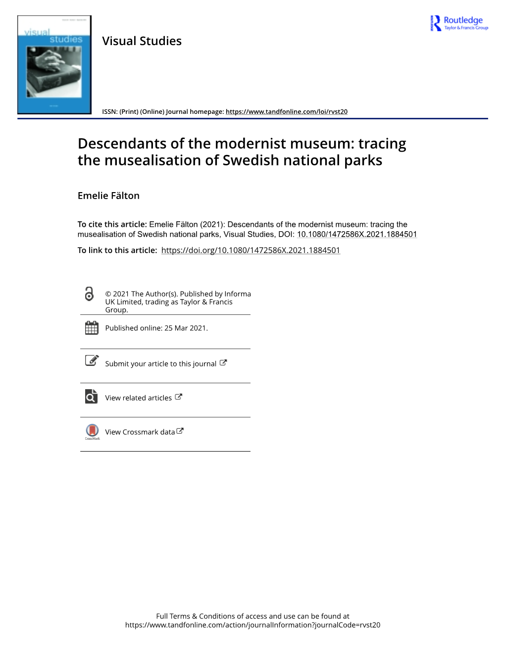 Tracing the Musealisation of Swedish National Parks