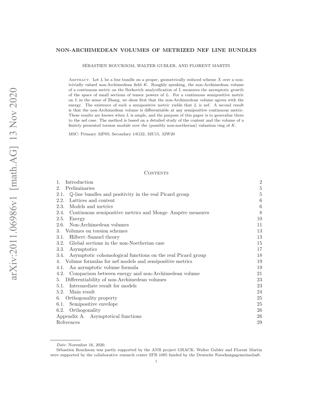 Non-Archimedean Volumes of Metrized Nef Line Bundles 3