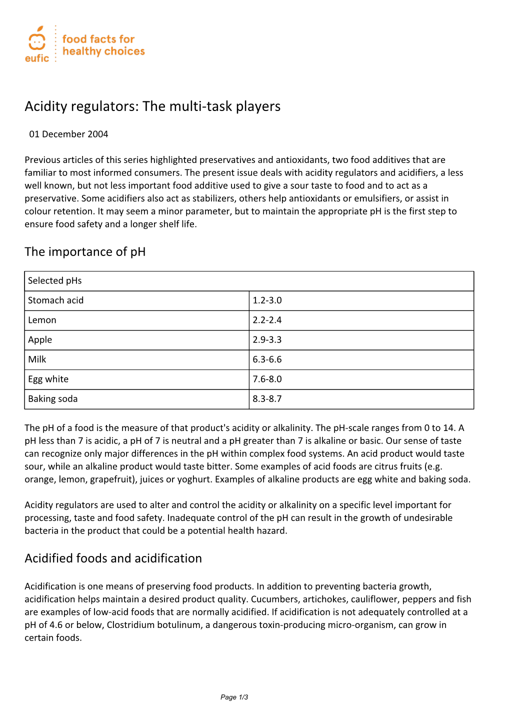 Acidity Regulators: the Multi-Task Players