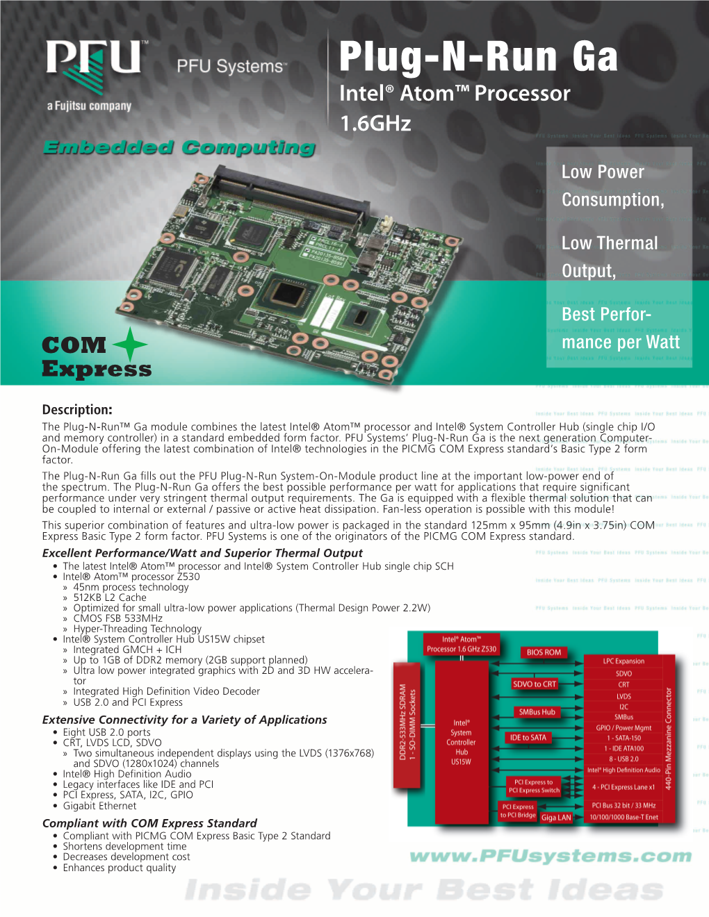 Plug-N-Run Ga Intel® Atom™ Processor 1.6Ghz