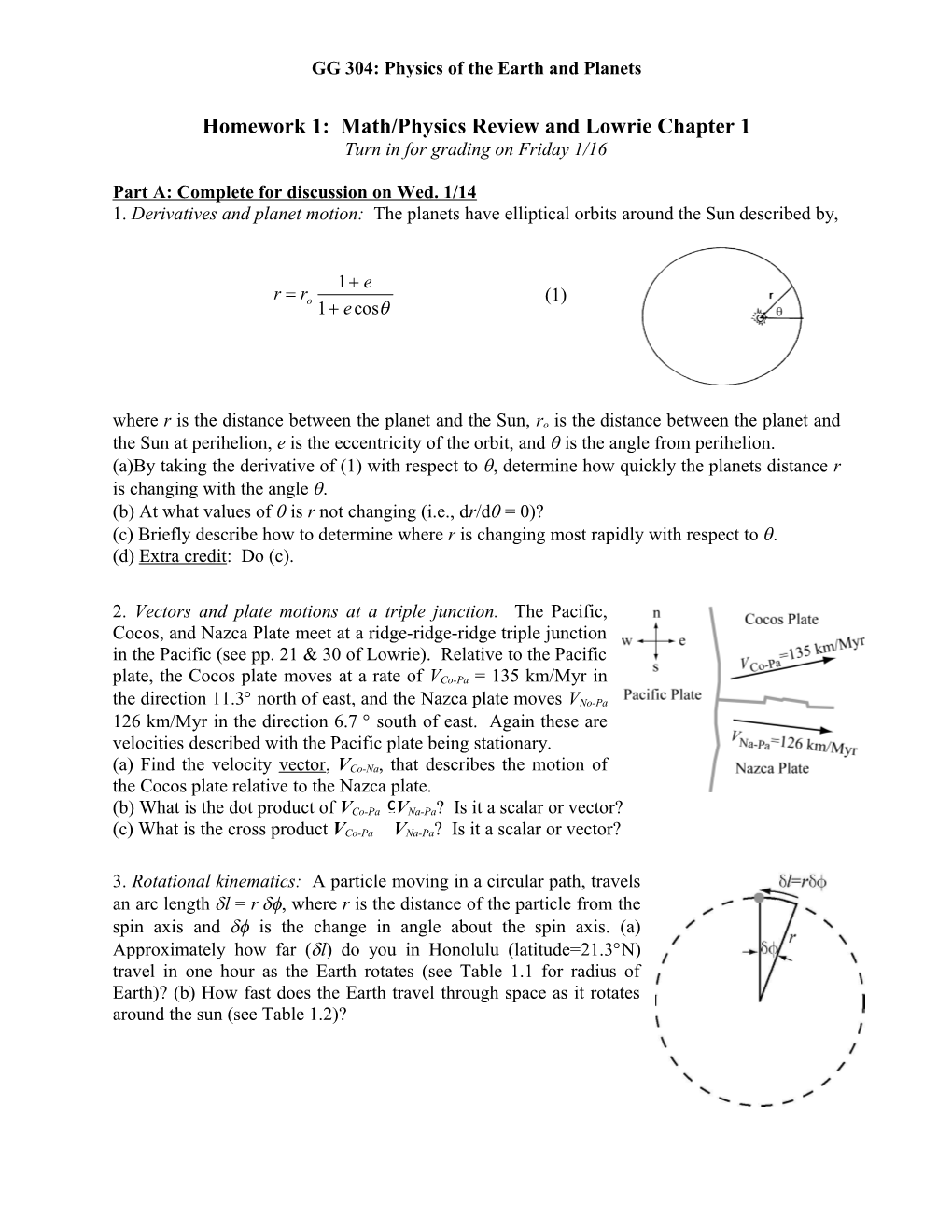 GG 304: Physics of the Earth and Planets