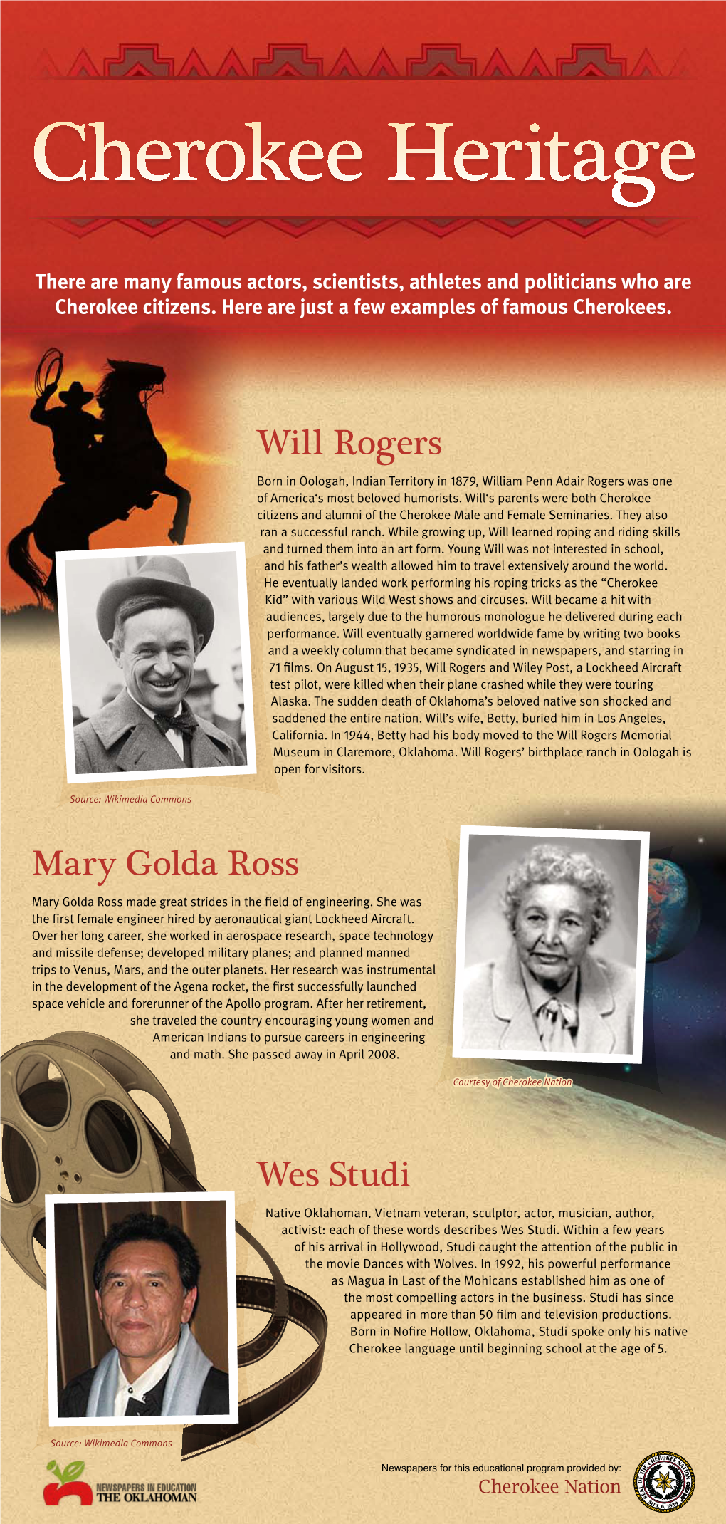 Will Rogers Mary Golda Ross Wes Studi