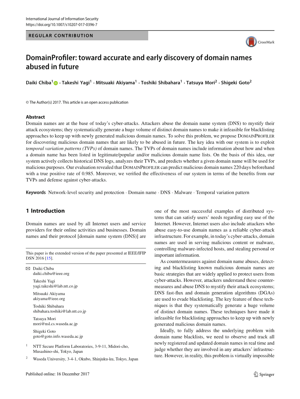 Domainprofiler: Toward Accurate and Early Discovery of Domain Names Abused in Future