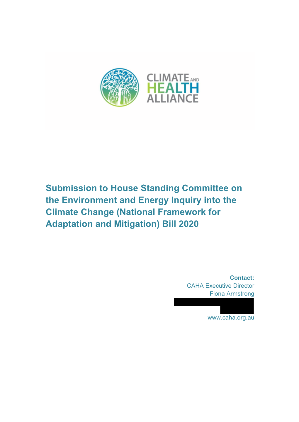 Submission to House Standing Committee on the Environment and Energy Inquiry Into the Climate Change (National Framework for Adaptation and Mitigation) Bill 2020