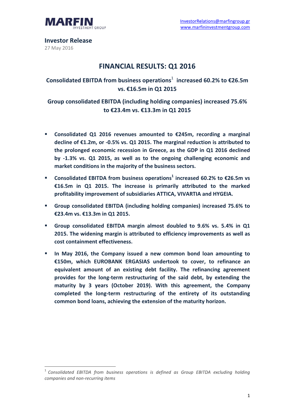 Financial Results: Q1 2016