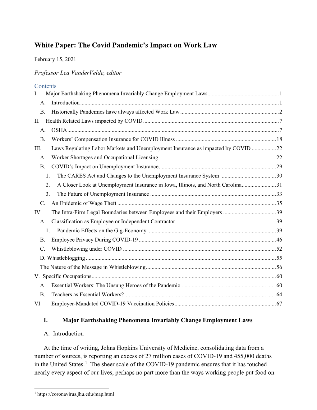 White Paper: the Covid Pandemic's Impact on Work