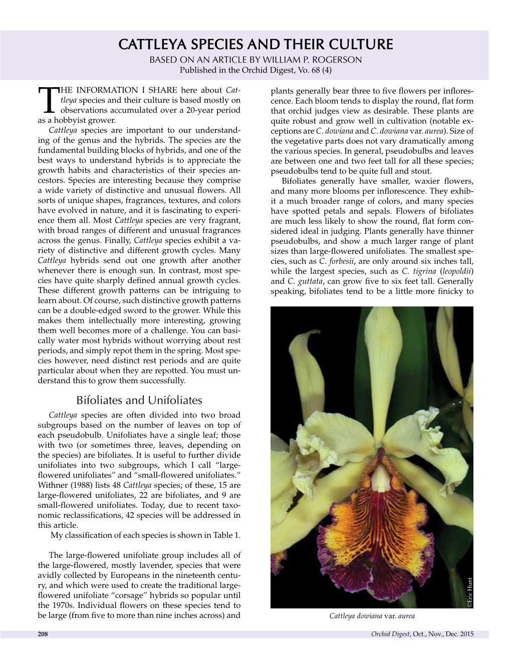 Cattleya Species and Their Culture Based on an Article by William P