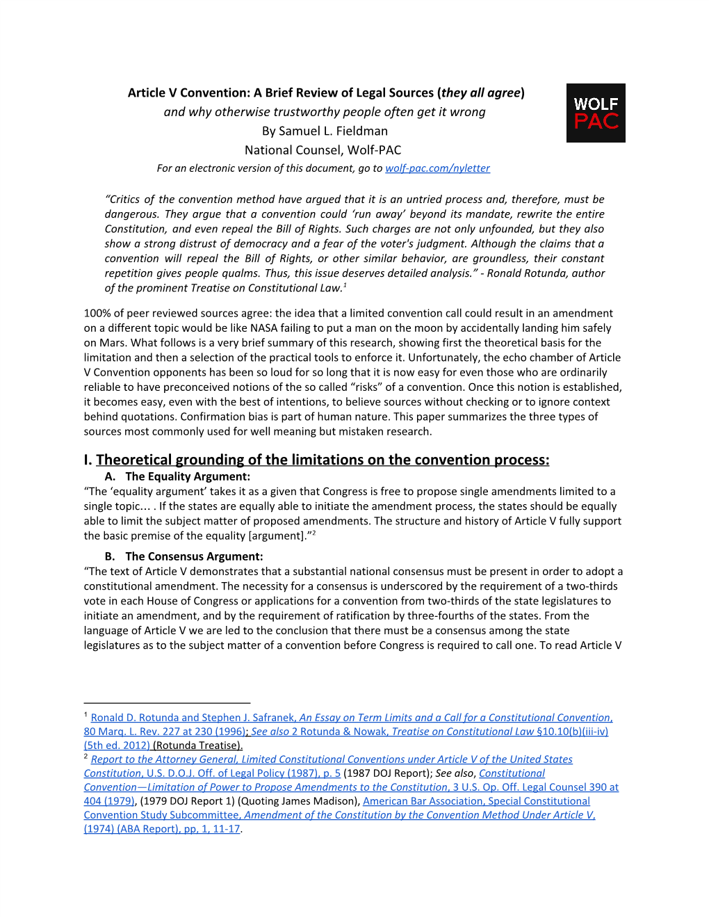 I. ​Theoretical Grounding of the Limitations on The