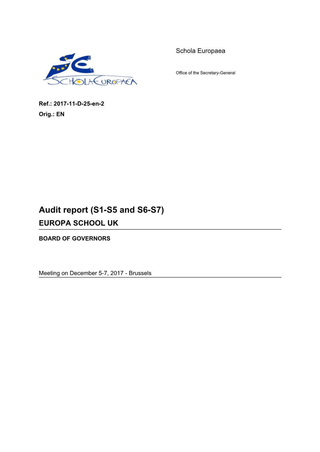 Audit Report (S1-S5 and S6-S7) EUROPA SCHOOL UK