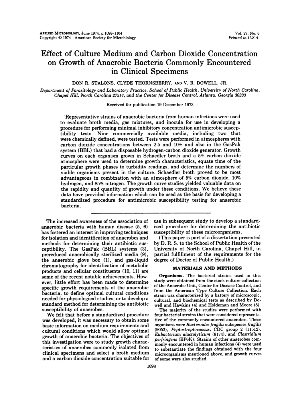 Effect of CO2 Concentration on the Growth of Anaerobic Bacteria