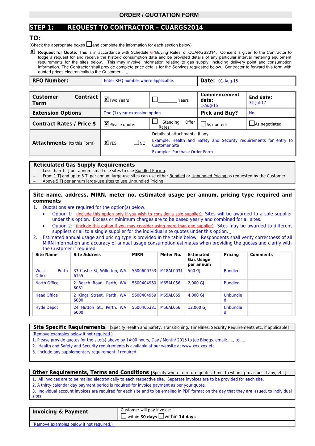 Order / Quotation Form