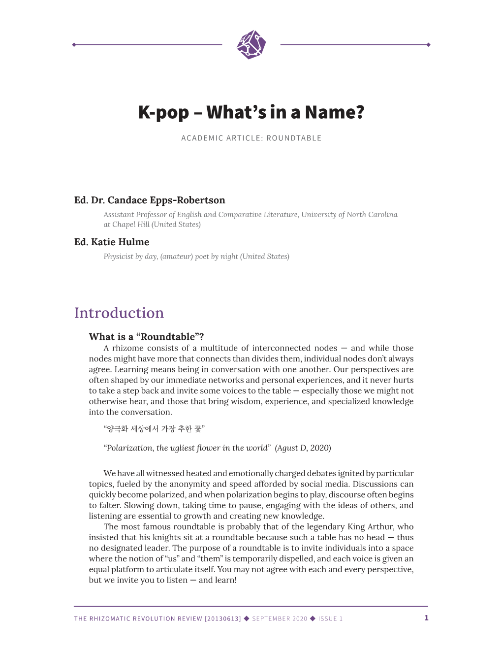 K-Pop – What’S in a Name?