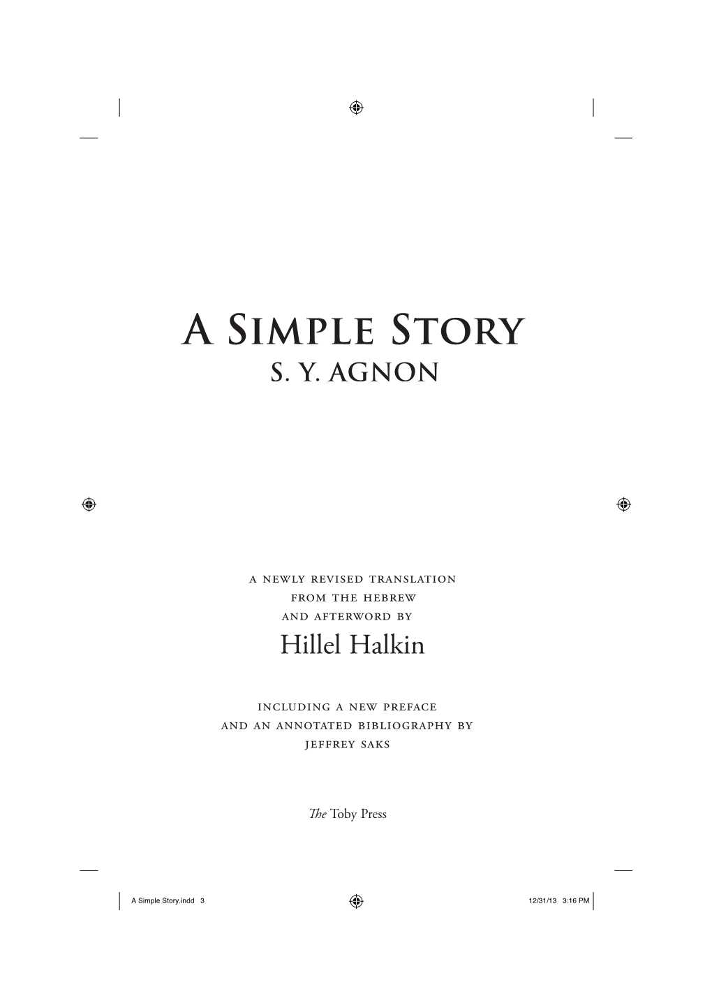 S.Y. Agnon, a Simple Story