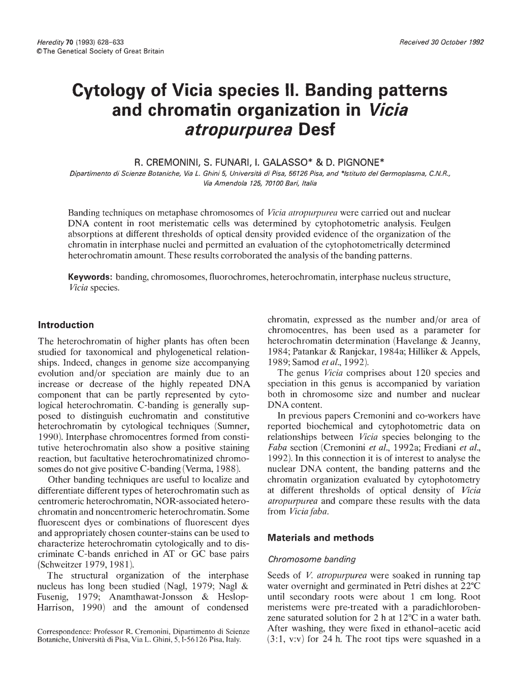 And Chromatin Organization in Vicia Atropurpurea Desf