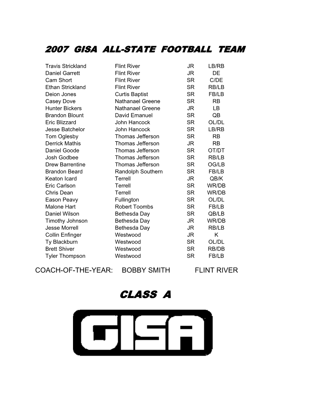 2007 GISA Football