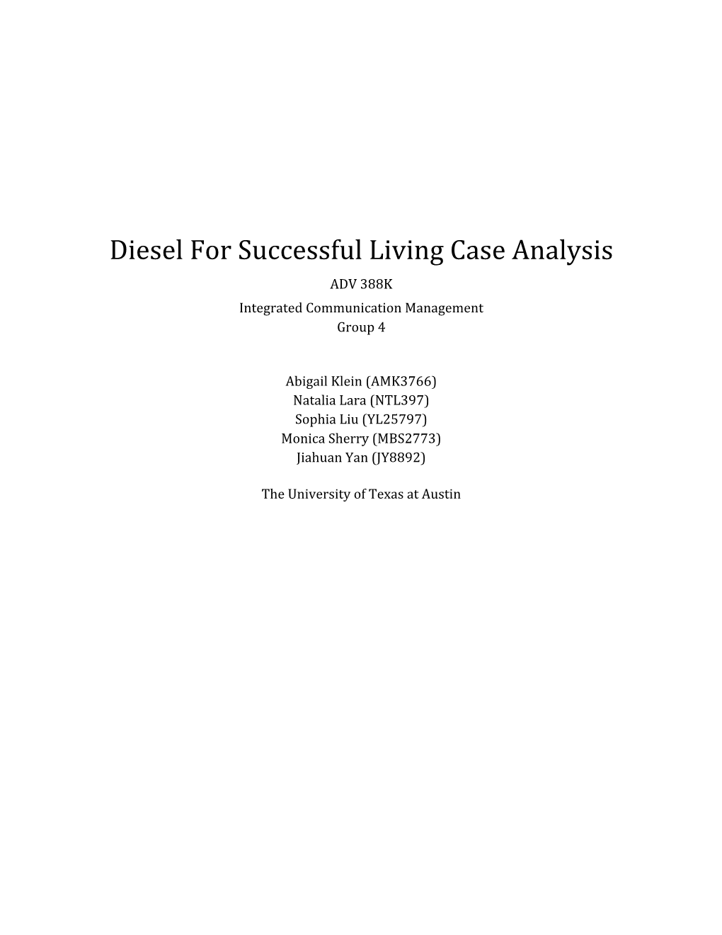 Diesel for Successful Living Case Analysis