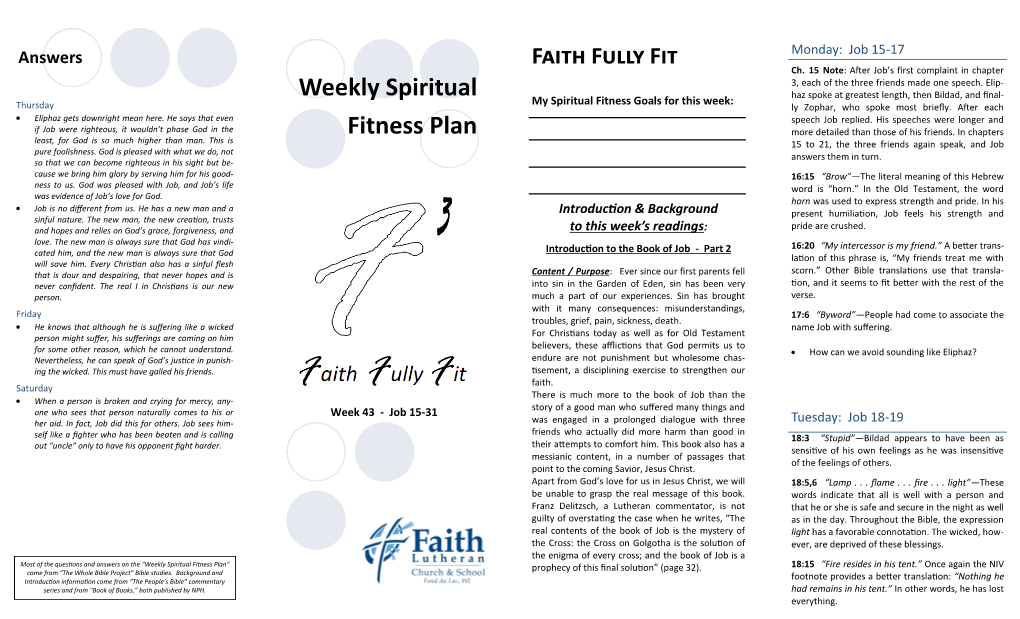 Weekly Spiritual Fitness Plan” Prophecy of This Final Solution” (Page 32)