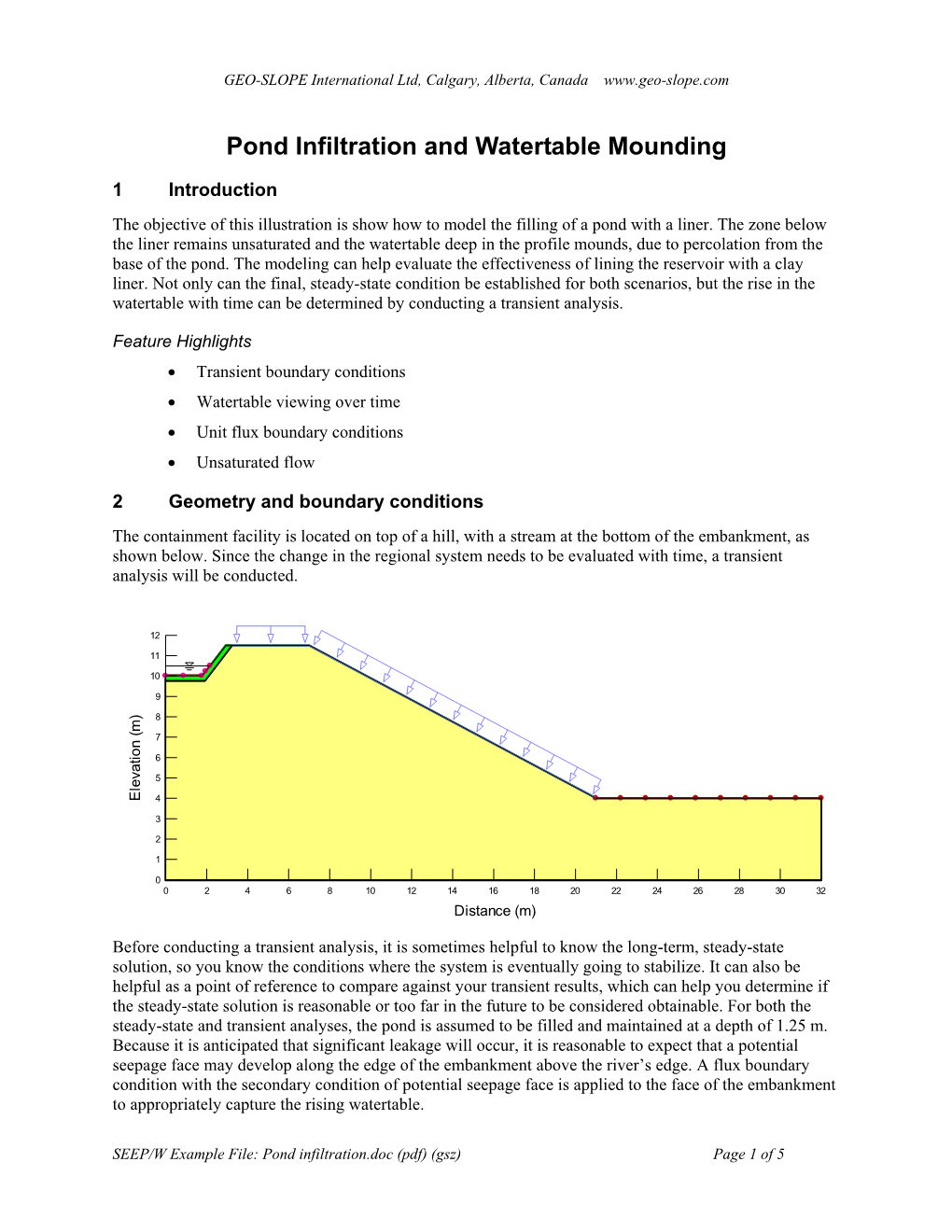 Pond Infiltration and Watertable Mounding