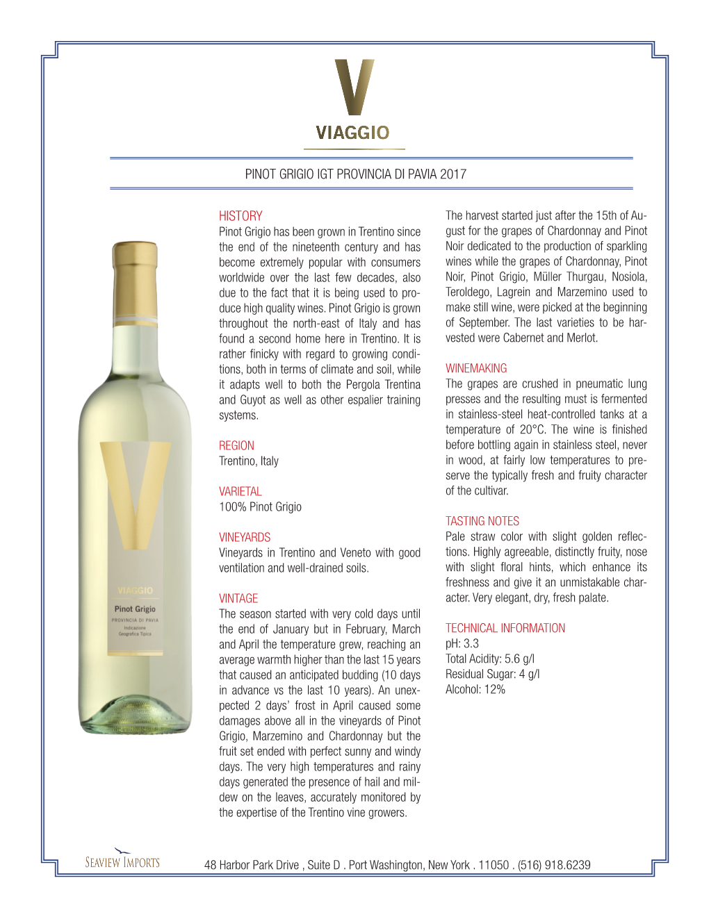 Viaggio Pinot Grigio IGT Provincia Di Pavia 2017