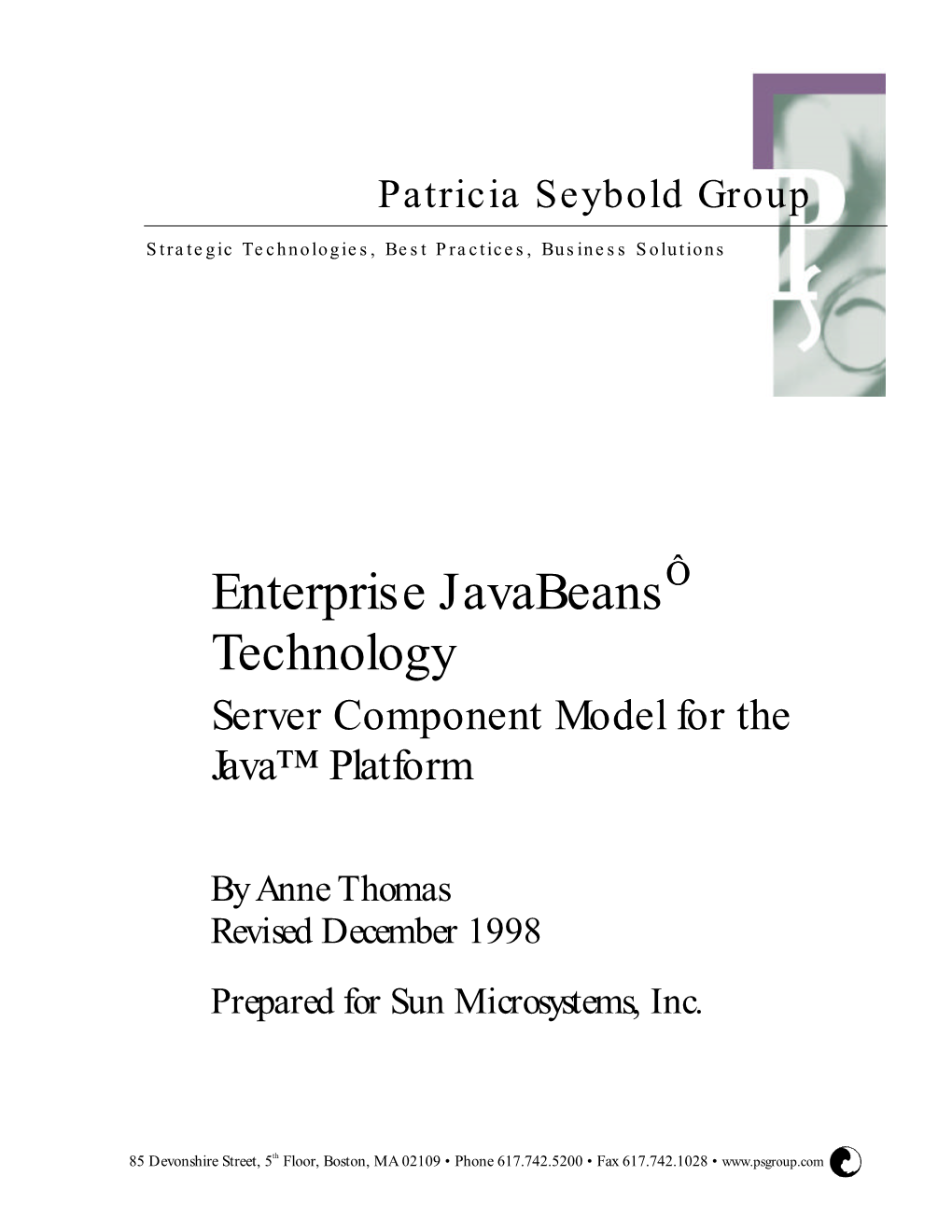Enterprise Javabeans Technology
