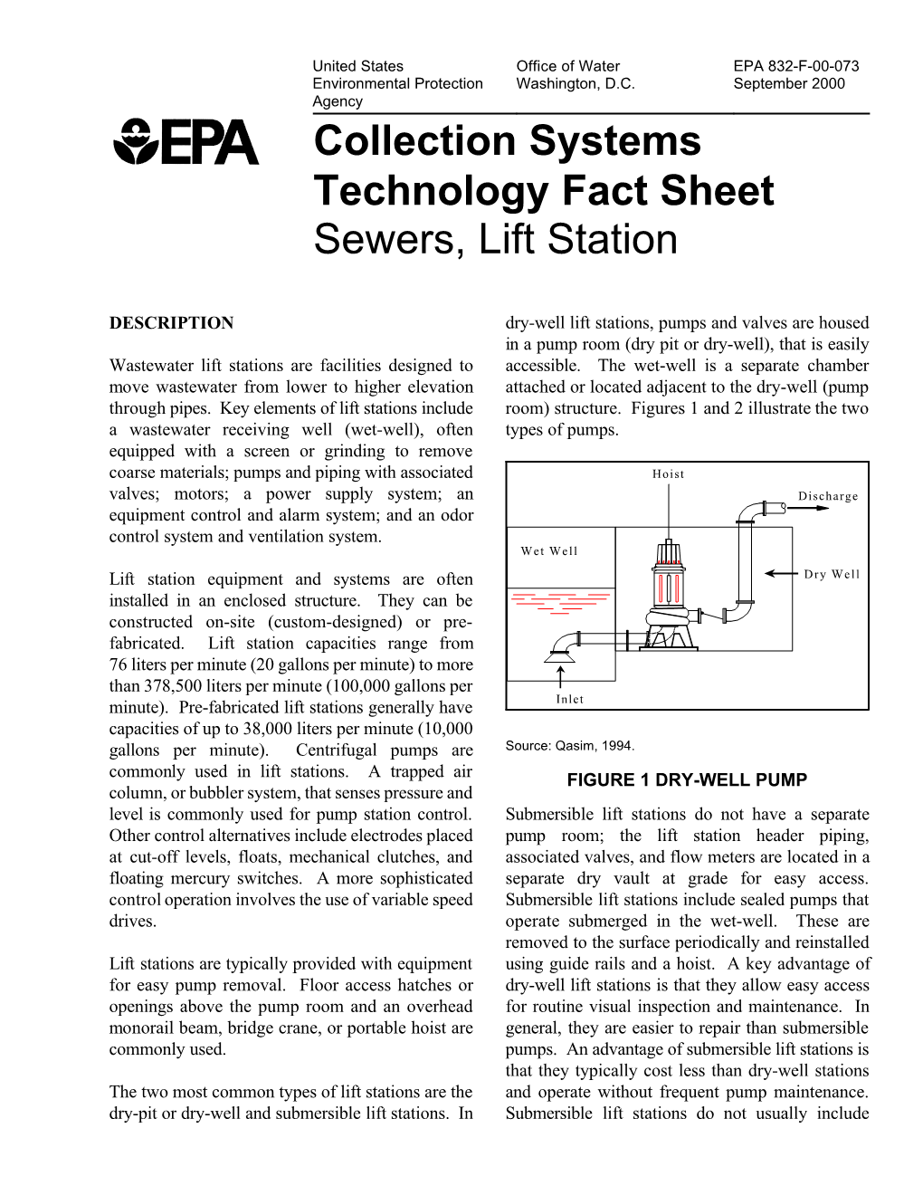 Collection Systems Technology Fact Sheet: Sewers, Lift Station