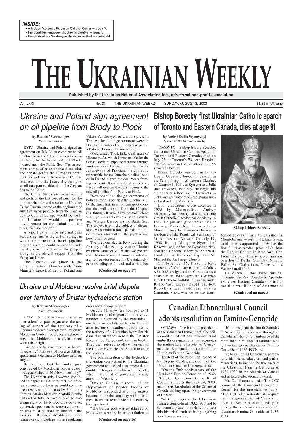 The Ukrainian Weekly 2003, No.31
