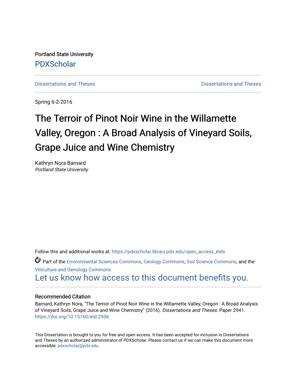 A Broad Analysis of Vineyard Soils, Grape Juice and Wine Chemistry