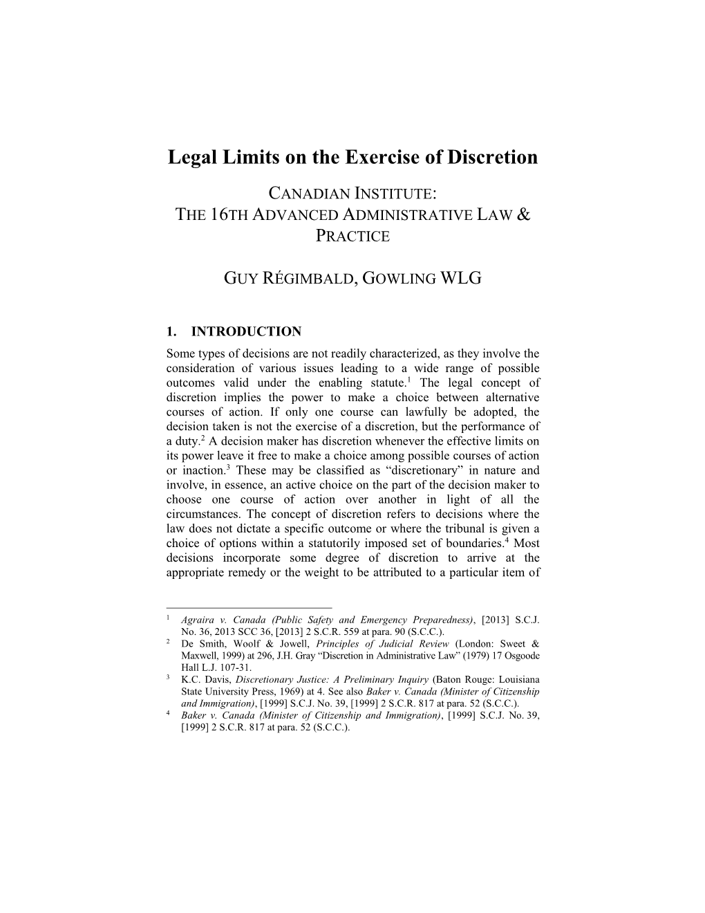 Legal Limits on the Exercise of Discretion