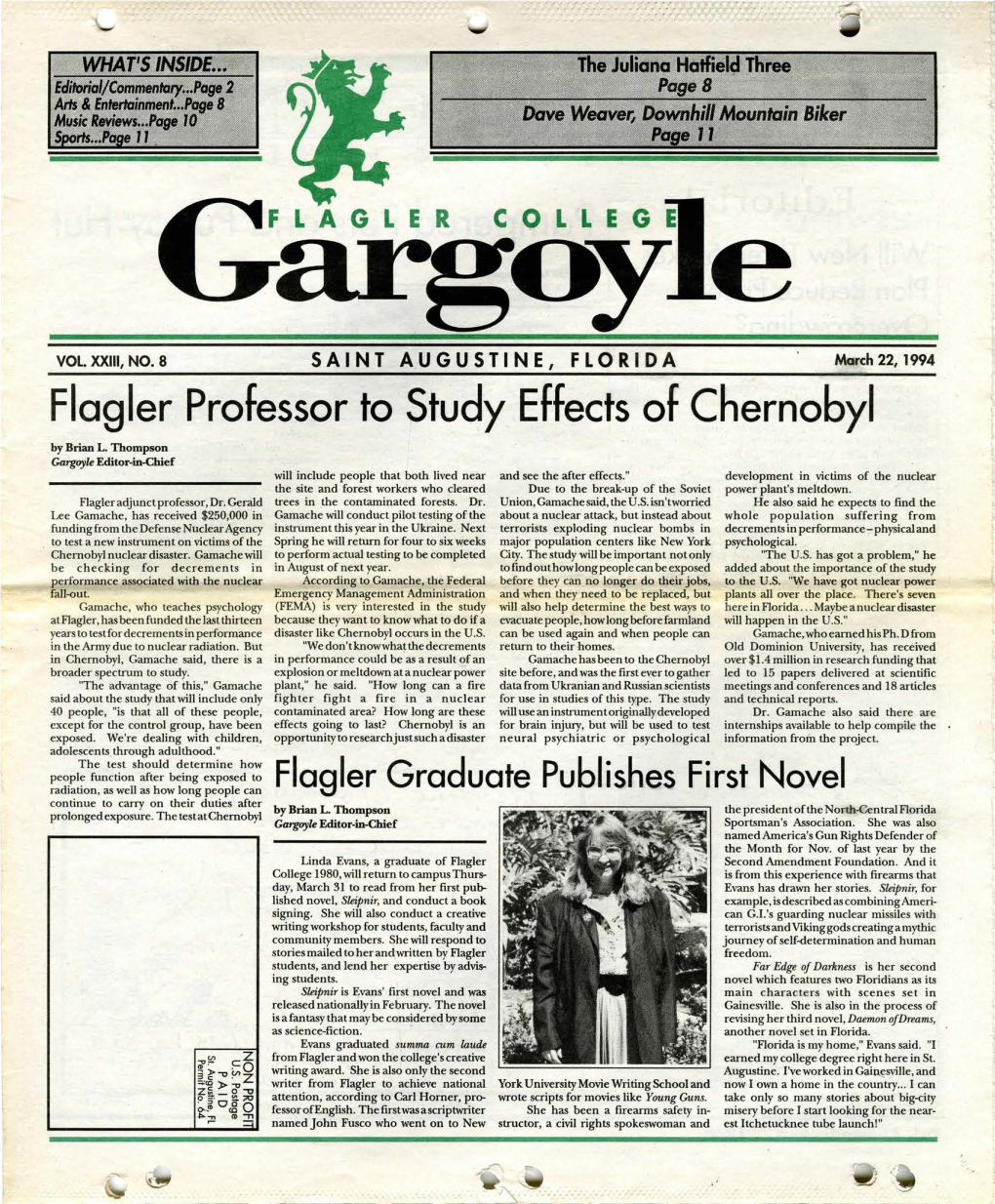 Flagler Professor To· Study Effects of Chernobyl