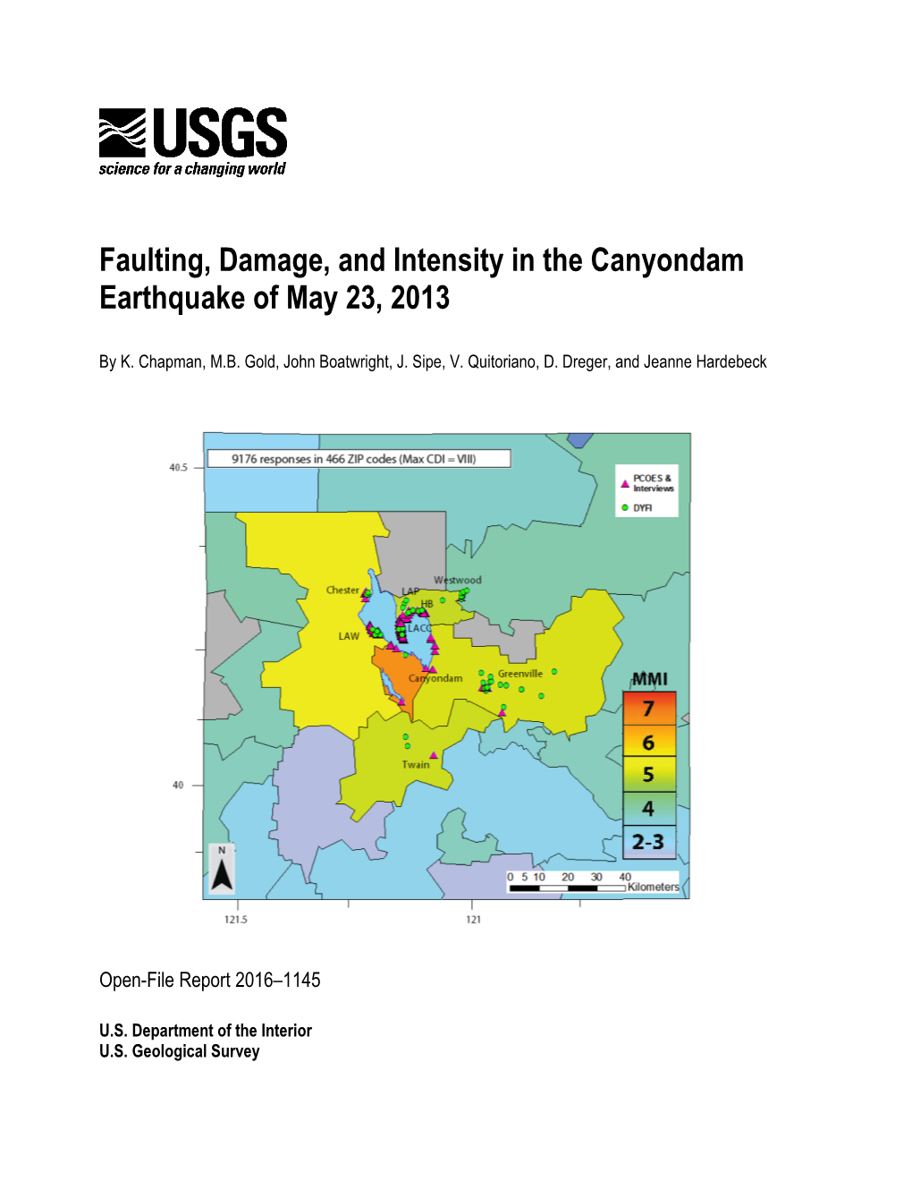 Faulting, Damage, and Intensity in the Canyondam Earthquake of May 23, 2013
