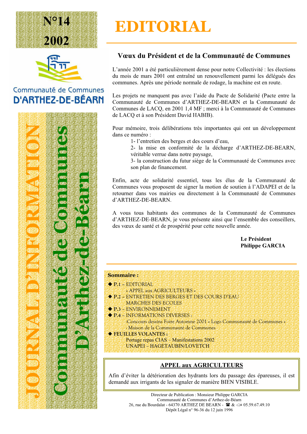 Communauté De Communes D'arthez-De-Béarn JOURNAL D