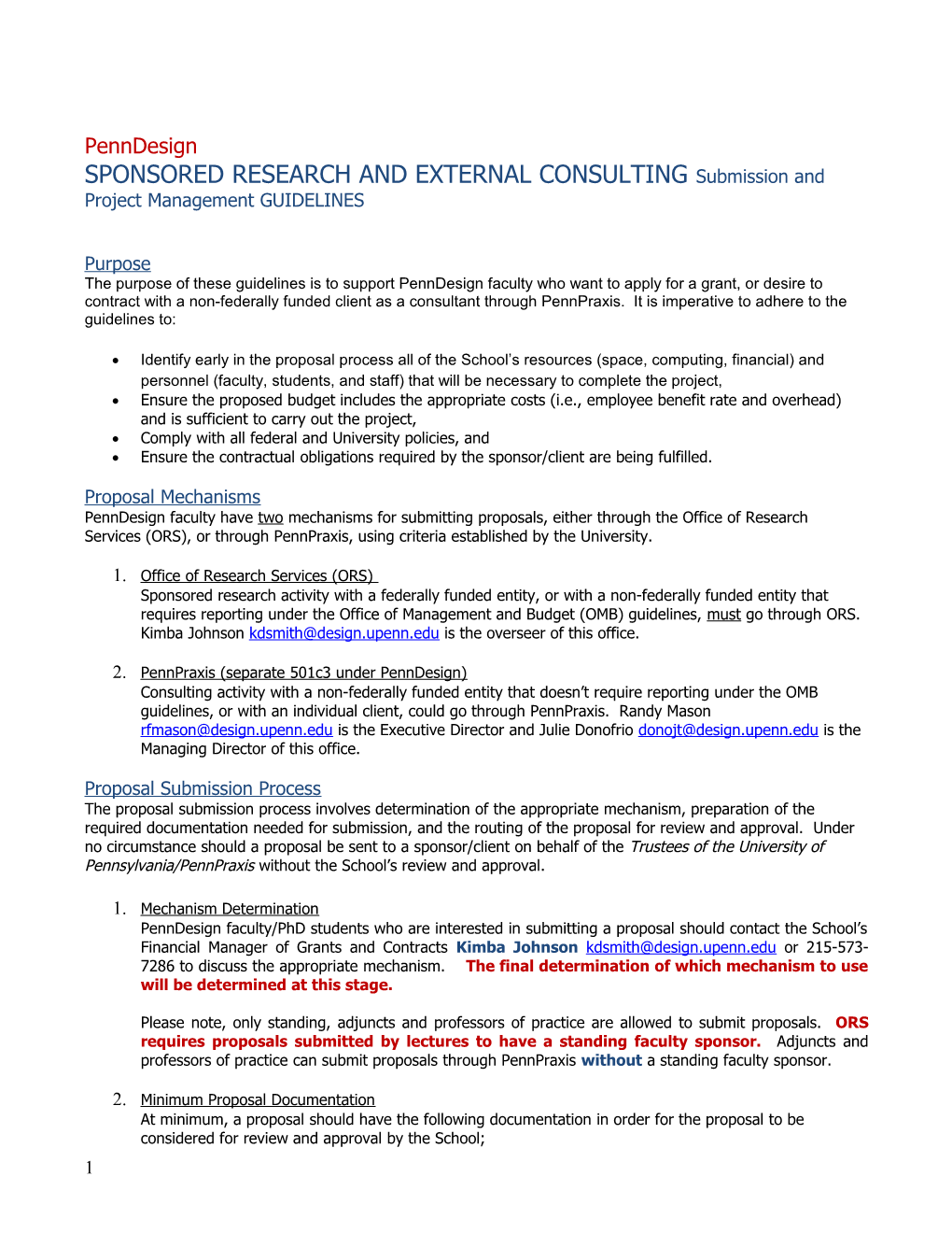 SPONSORED RESEARCH and EXTERNAL CONSULTING Submission and Project Management GUIDELINES