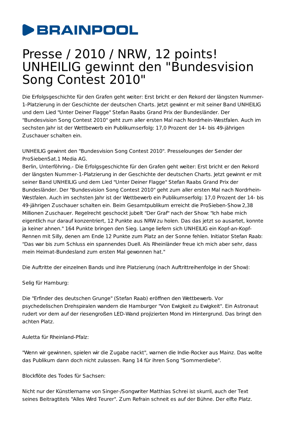 Bundesvision Song Contest 2010"