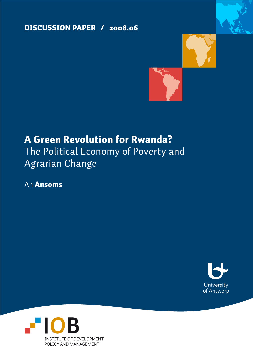 A Green Revolution for Rwanda? the Political Economy of Poverty and Agrarian Change
