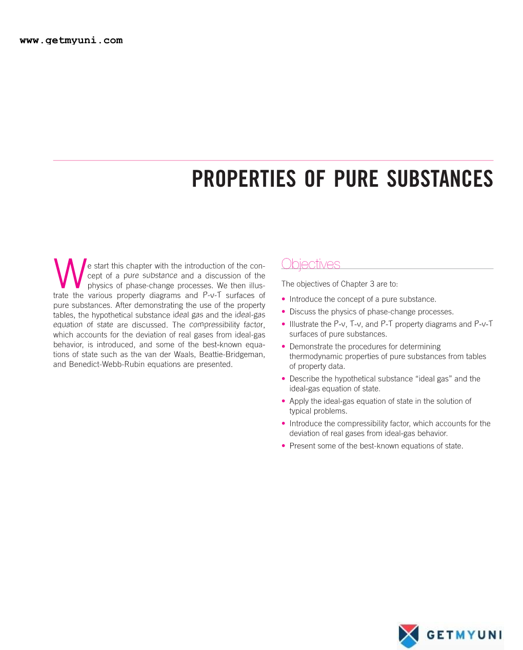 Properties of Pure Substances