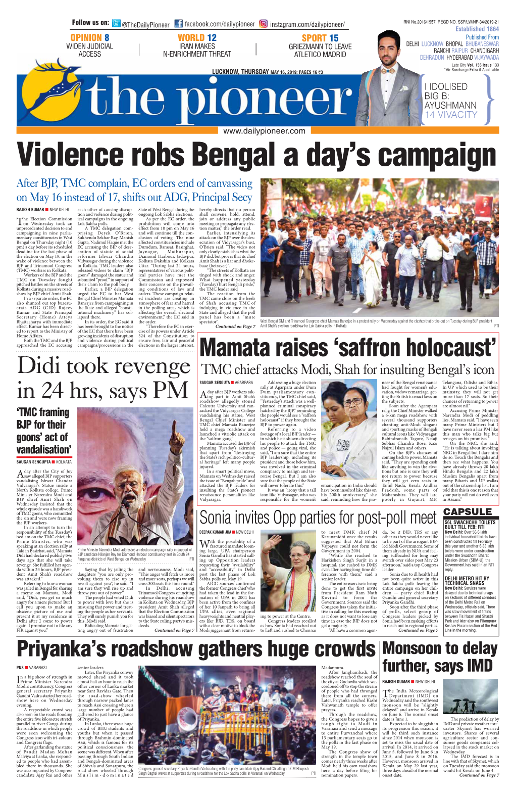 Violence Robs Bengal a Day's Campaign