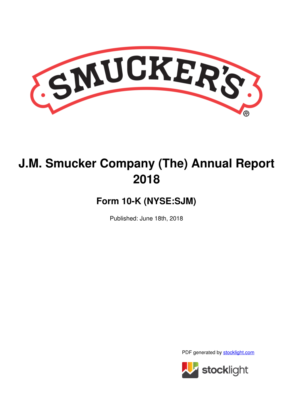 JM Smucker Company (The) Annual Report 2018