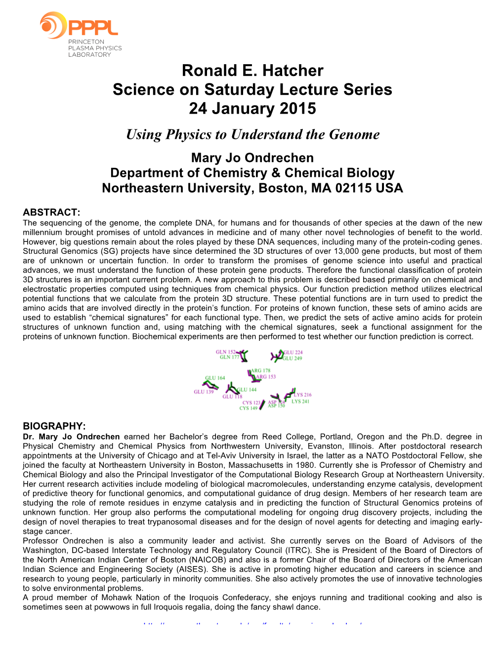 Ronald E. Hatcher Science on Saturday Lecture Series 24 January 2015