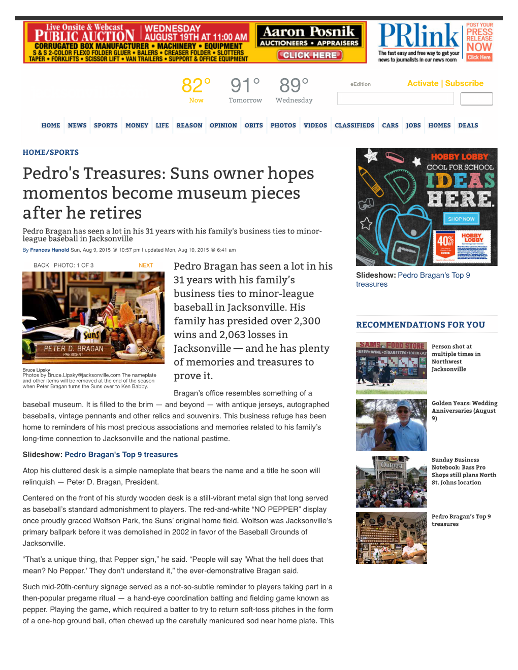 Pedro's Treasures: Suns Owner Hopes Momentos Become Museum