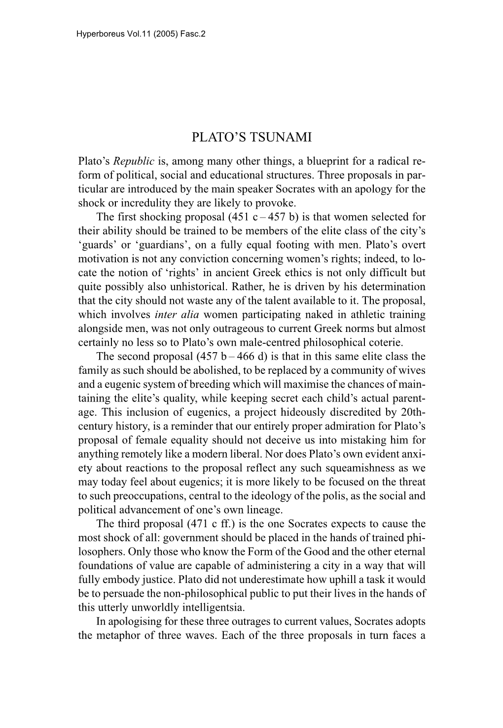 Plato's Tsunami