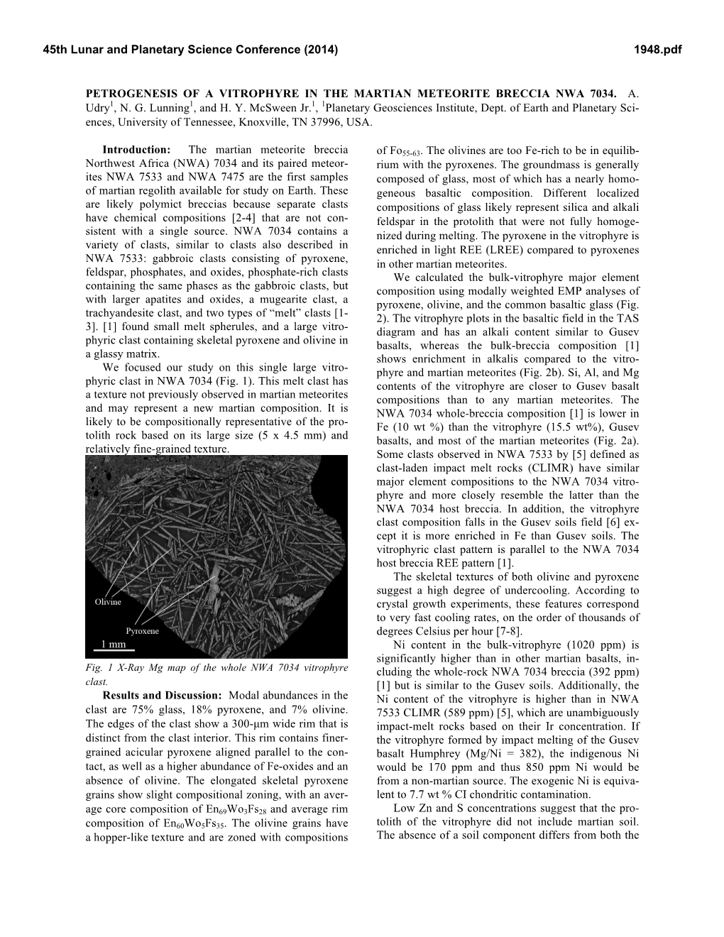 Petrogenesis of a Vitrophyre in the Martian Meteorite Breccia Nwa 7034