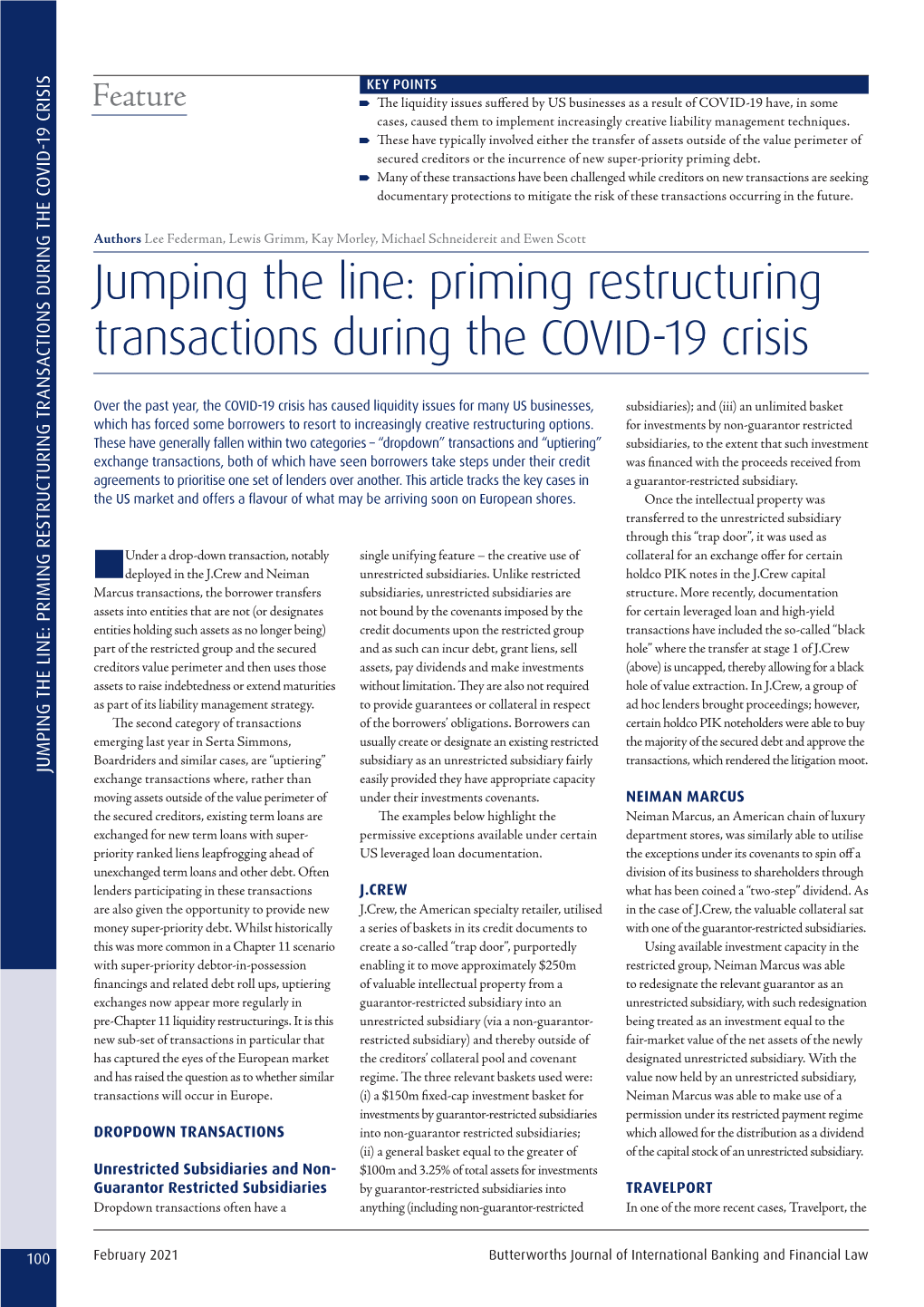 Priming Restructuring Transactions During the COVID-19 Crisis