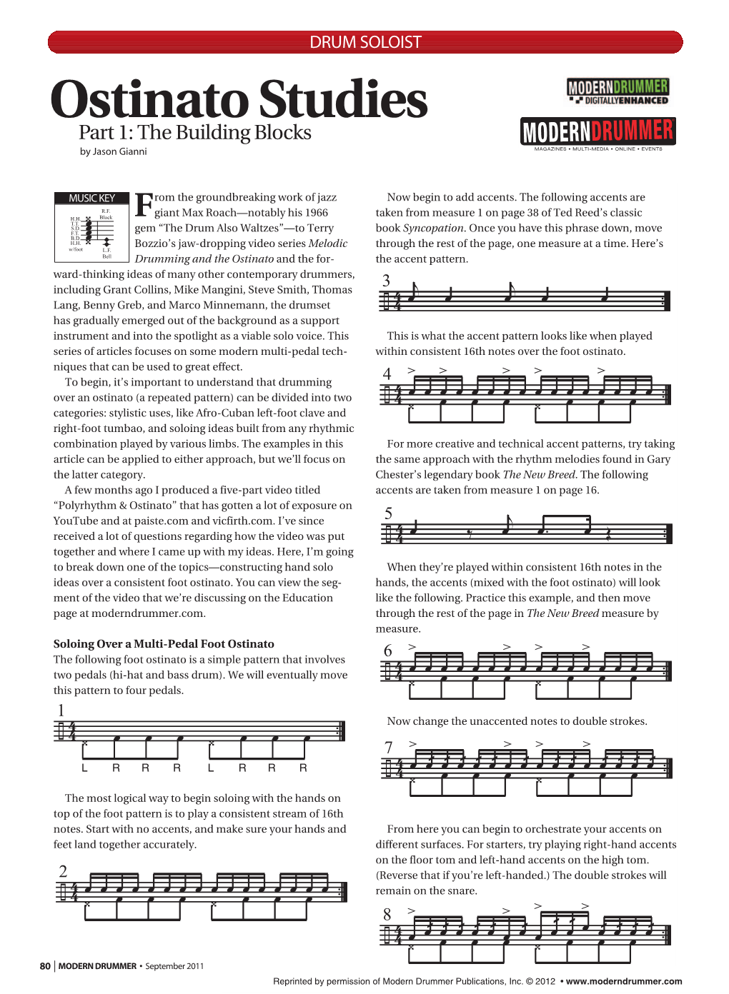 Ostinato Studies Part 1: the Building Blocks by Jason Gianni MAGAZINES • MULTI-MEDIA • ONLINE • EVENTS