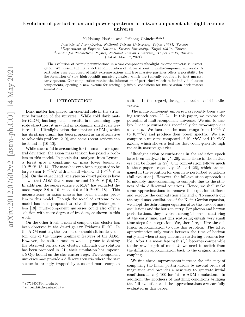 Arxiv:2012.07602V2 [Astro-Ph.CO]