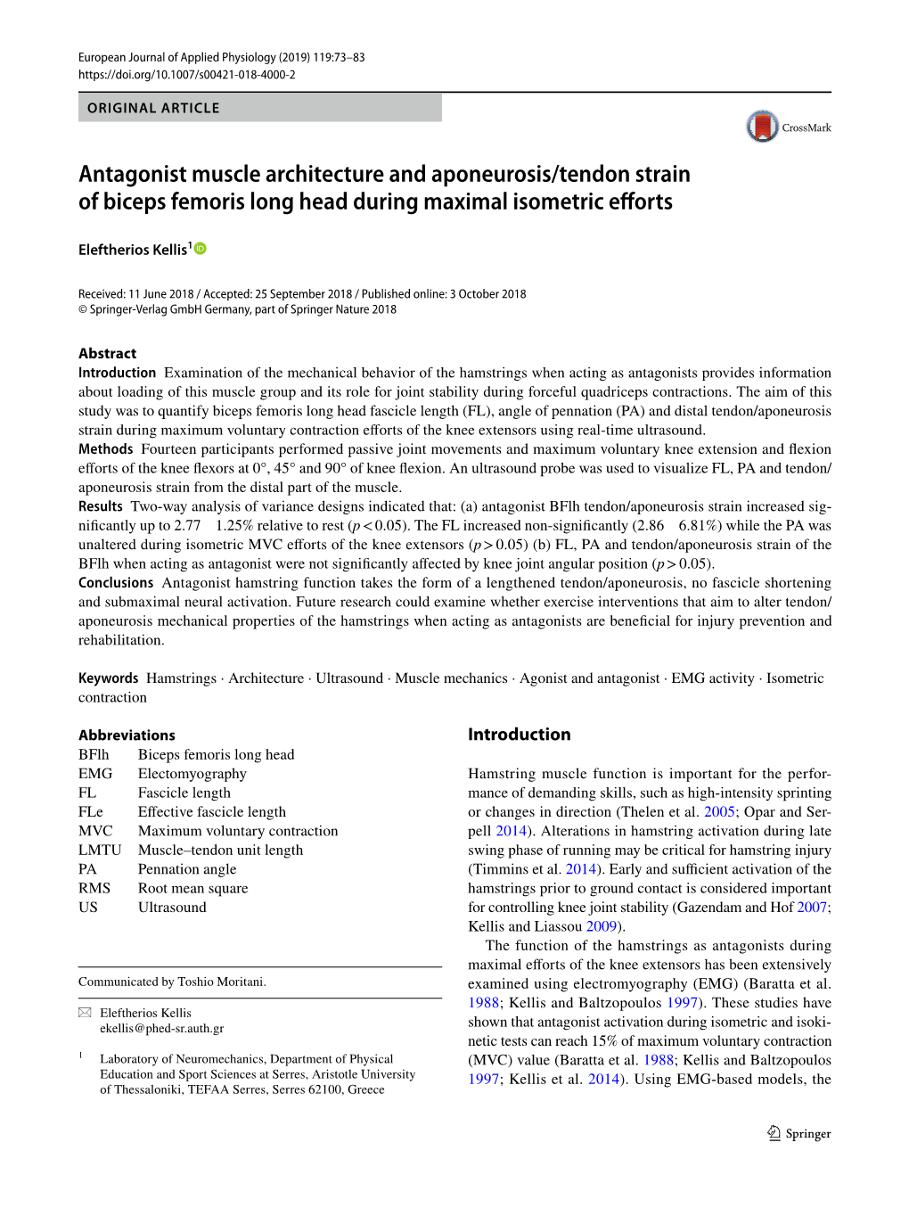 Antagonist Muscle Architecture and Aponeurosis/Tendon Strain of Biceps Femoris Long Head During Maximal Isometric Efforts