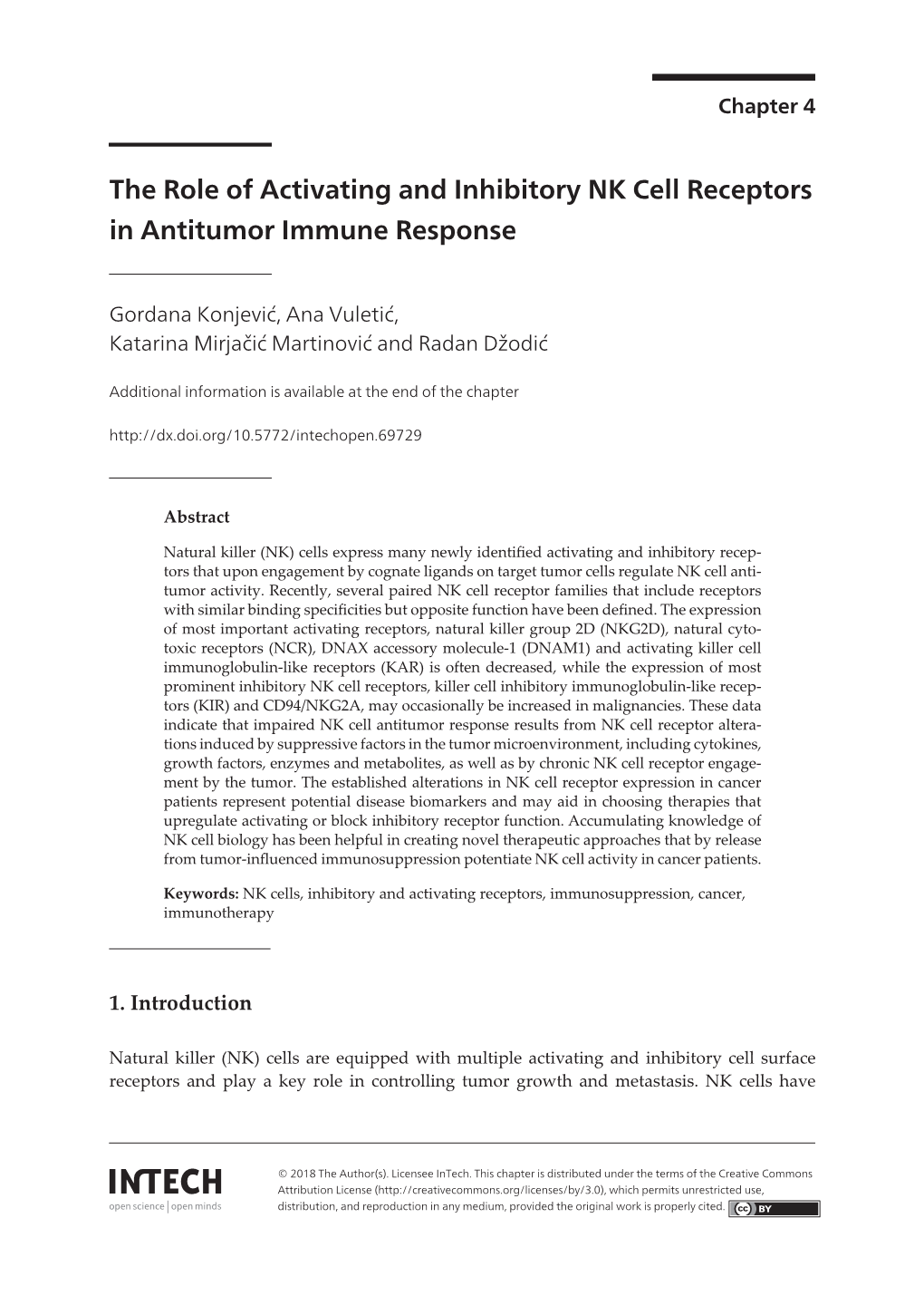 The Role of Activating and Inhibitory NK Cell Receptors in Antitumor Immune Response 51